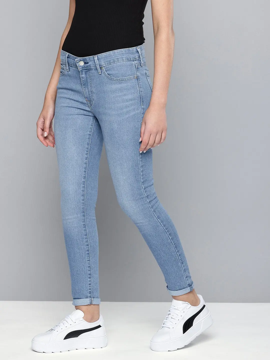 Women's 711 Blue Skinny Fit Mid Rise Jeans 3