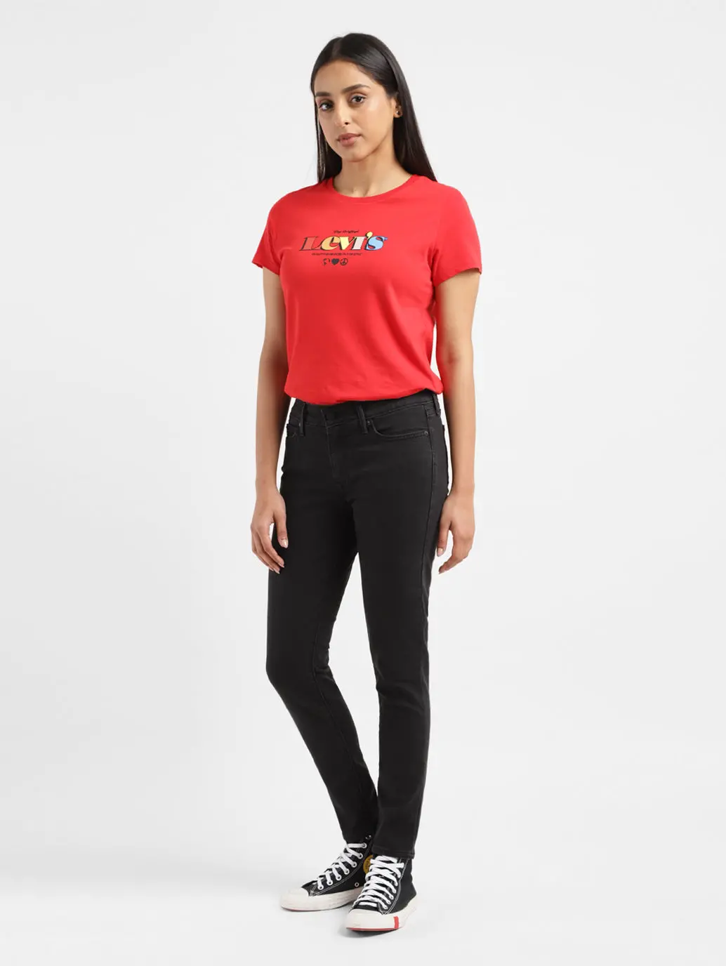 Women's 711 Black Skinny Fit Mid Rise Jeans 1