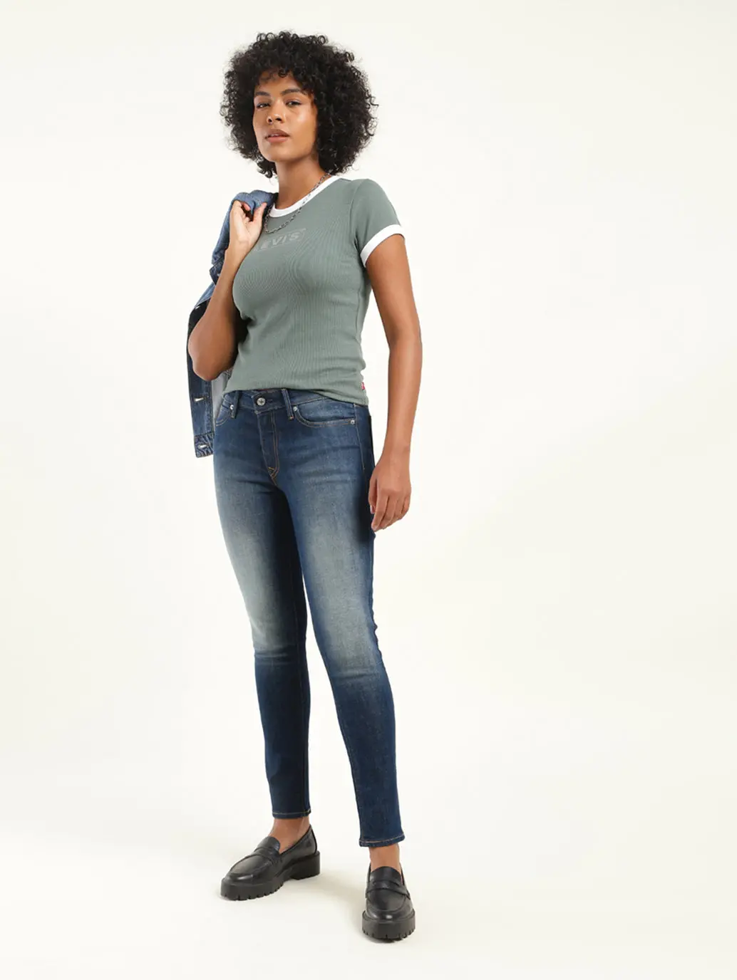 Women's 711 Blue Skinny Fit Mid Rise Jeans 1