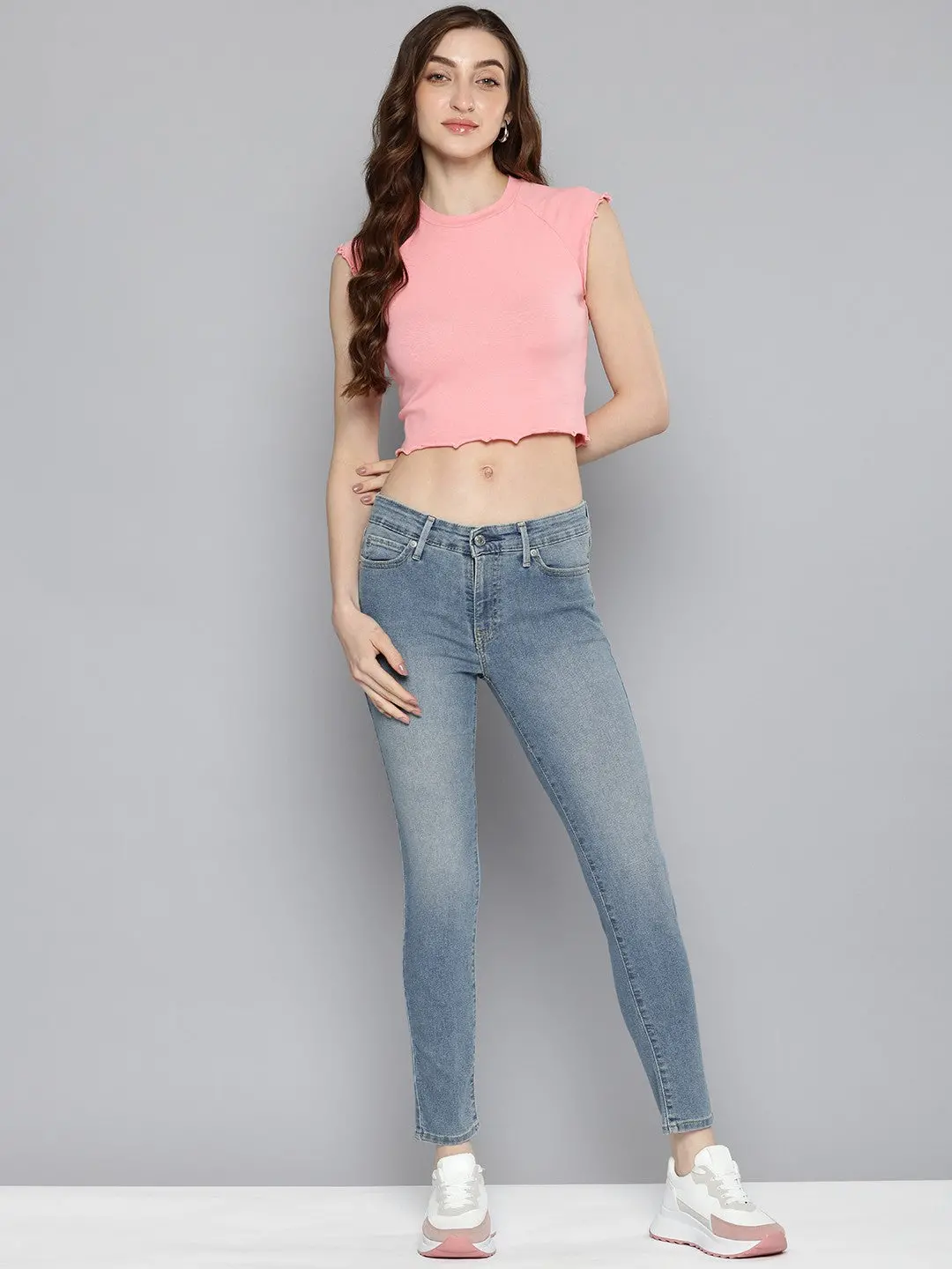 Women's 711 Blue Skinny Fit Mid Rise Jeans 1