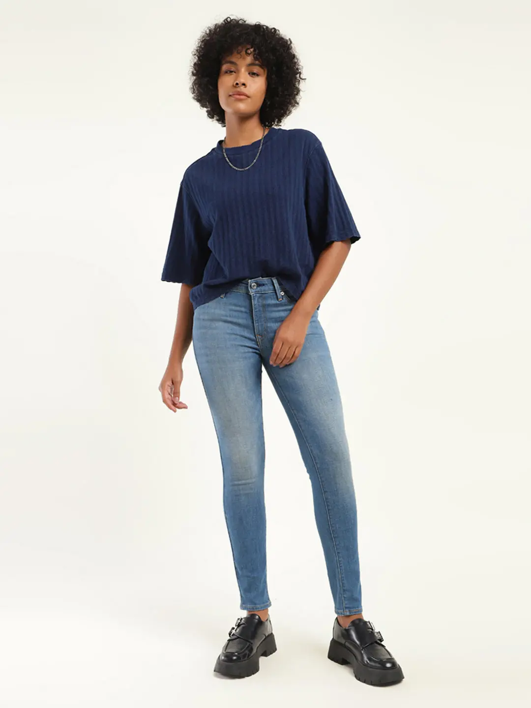 Women's 711 Blue Skinny Fit Mid Rise Jeans 1