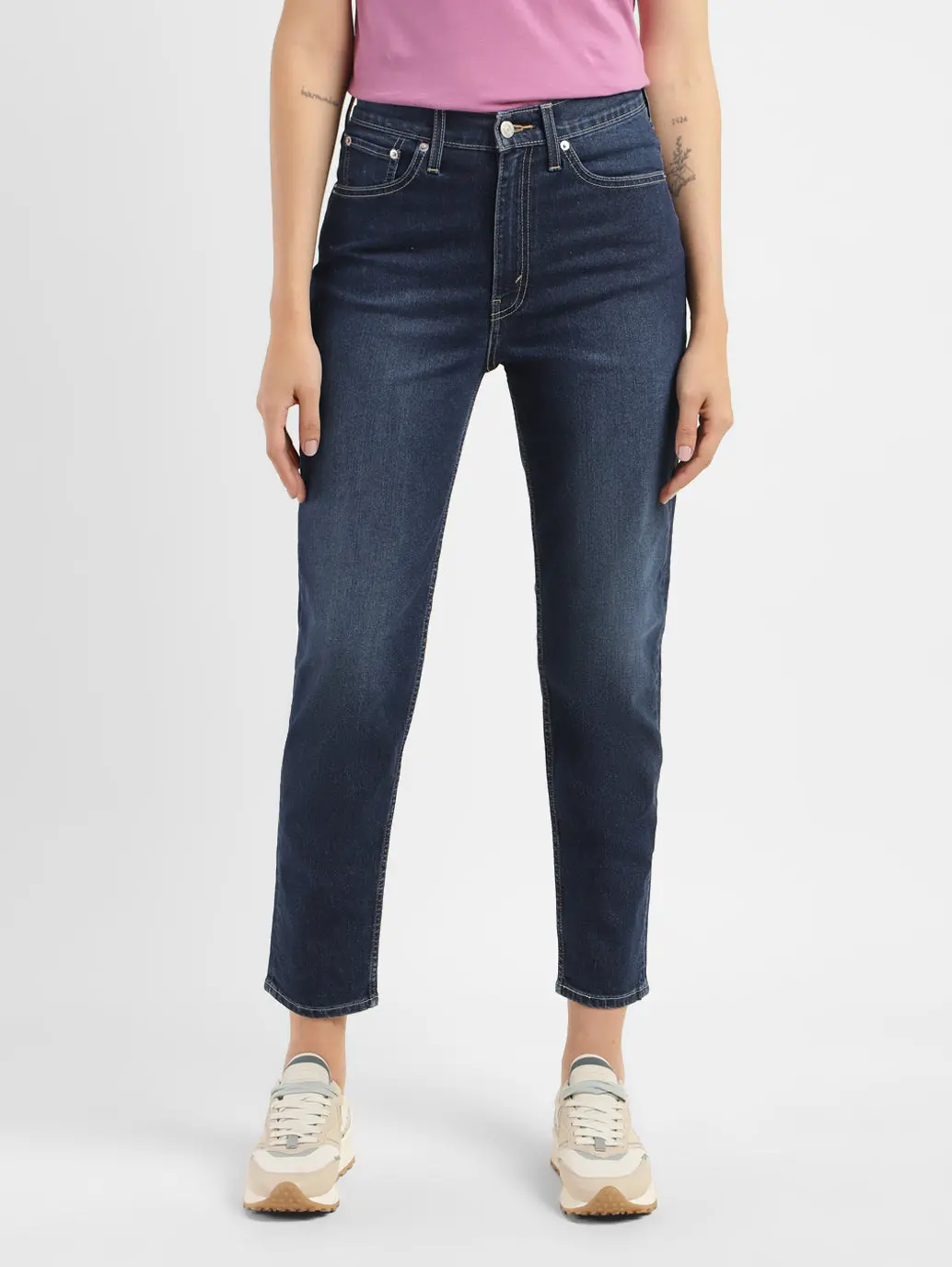 Women's Blue Loose Fit High Rise Mom Jeans 1