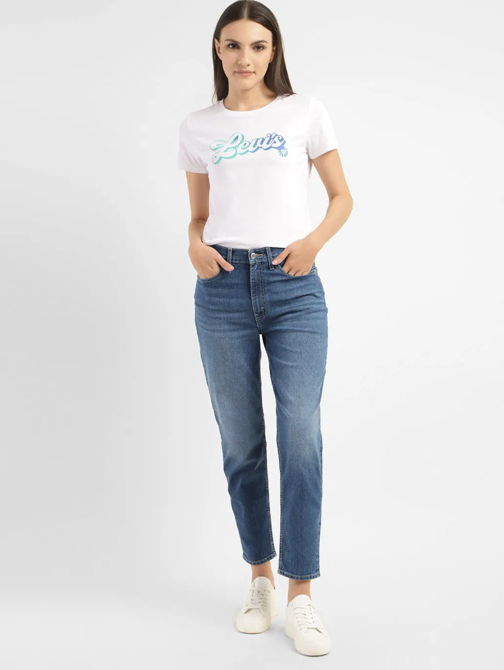 Women's 80S Mom Blue Loose Fit High Rise Jeans 1