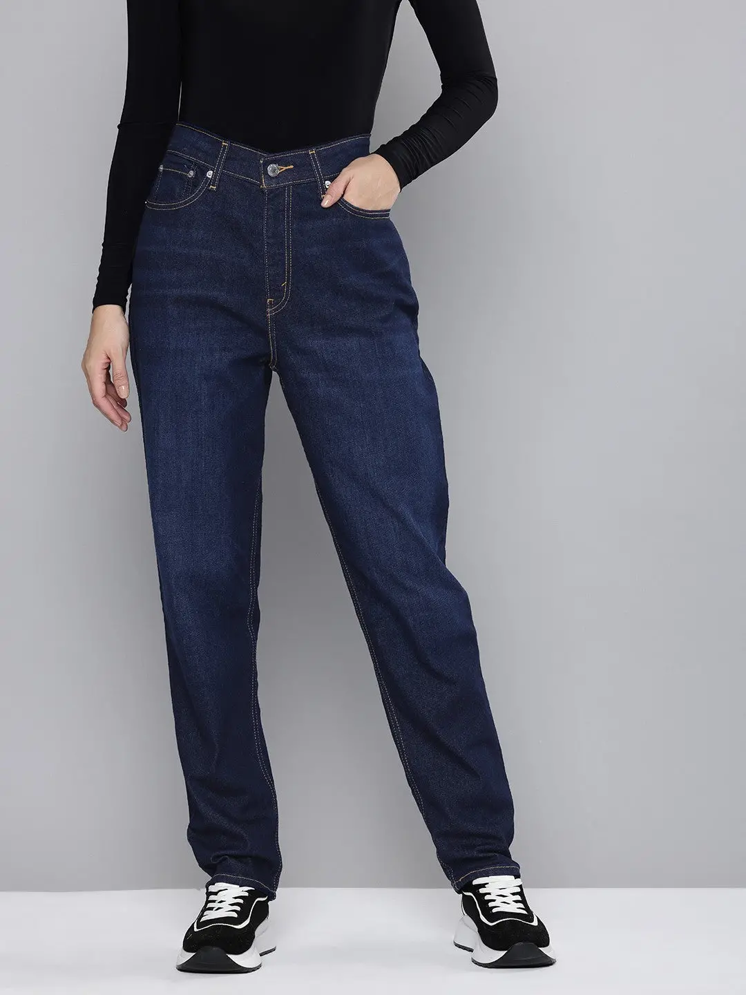 Women's 80S Mom Blue Loose Fit High Rise Jeans 1