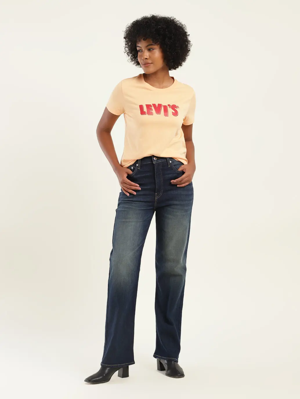 Women's Blue Ribcage Straight Fit High Rise Jeans 1