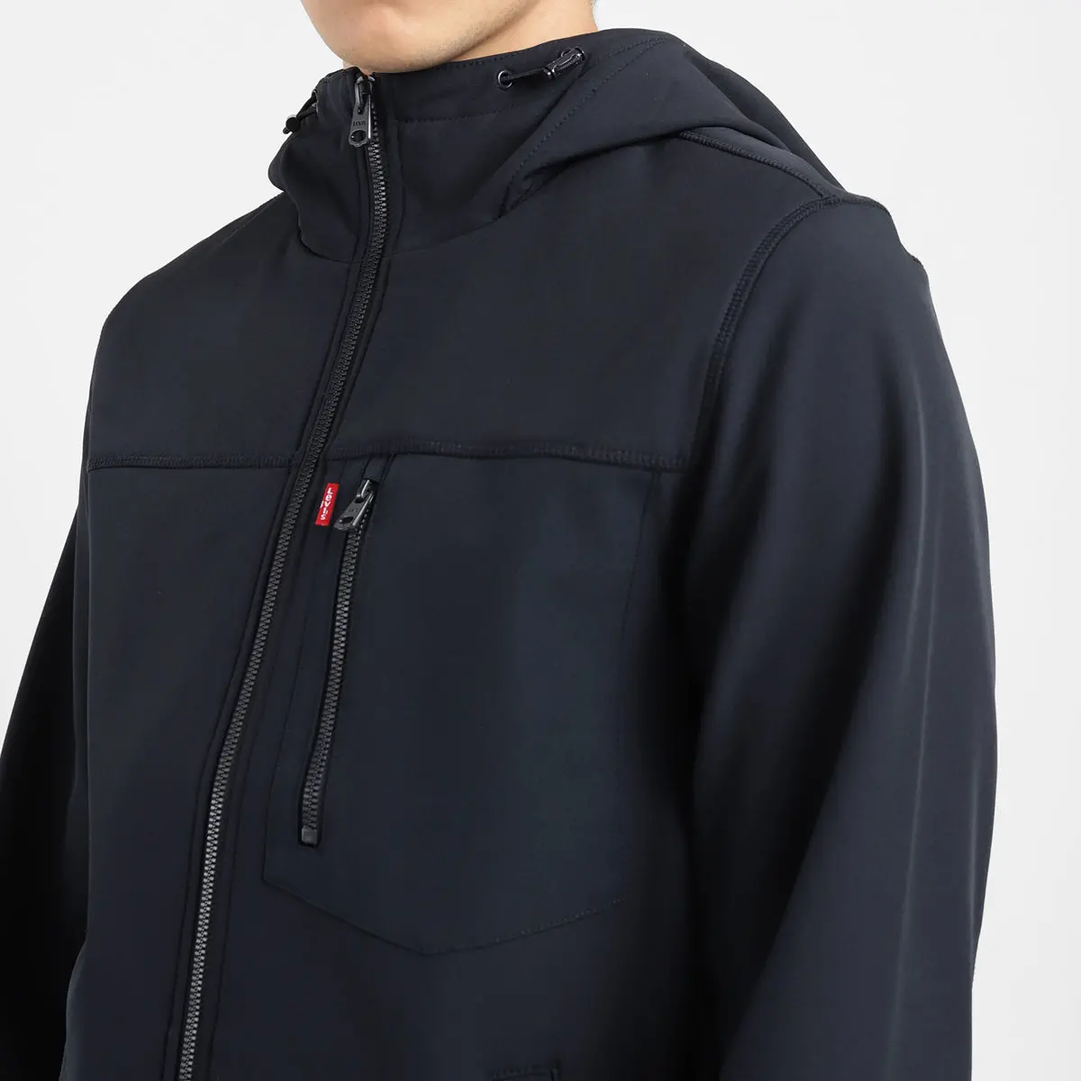 Men's Solid Navy Hooded Tailored Jacket 5