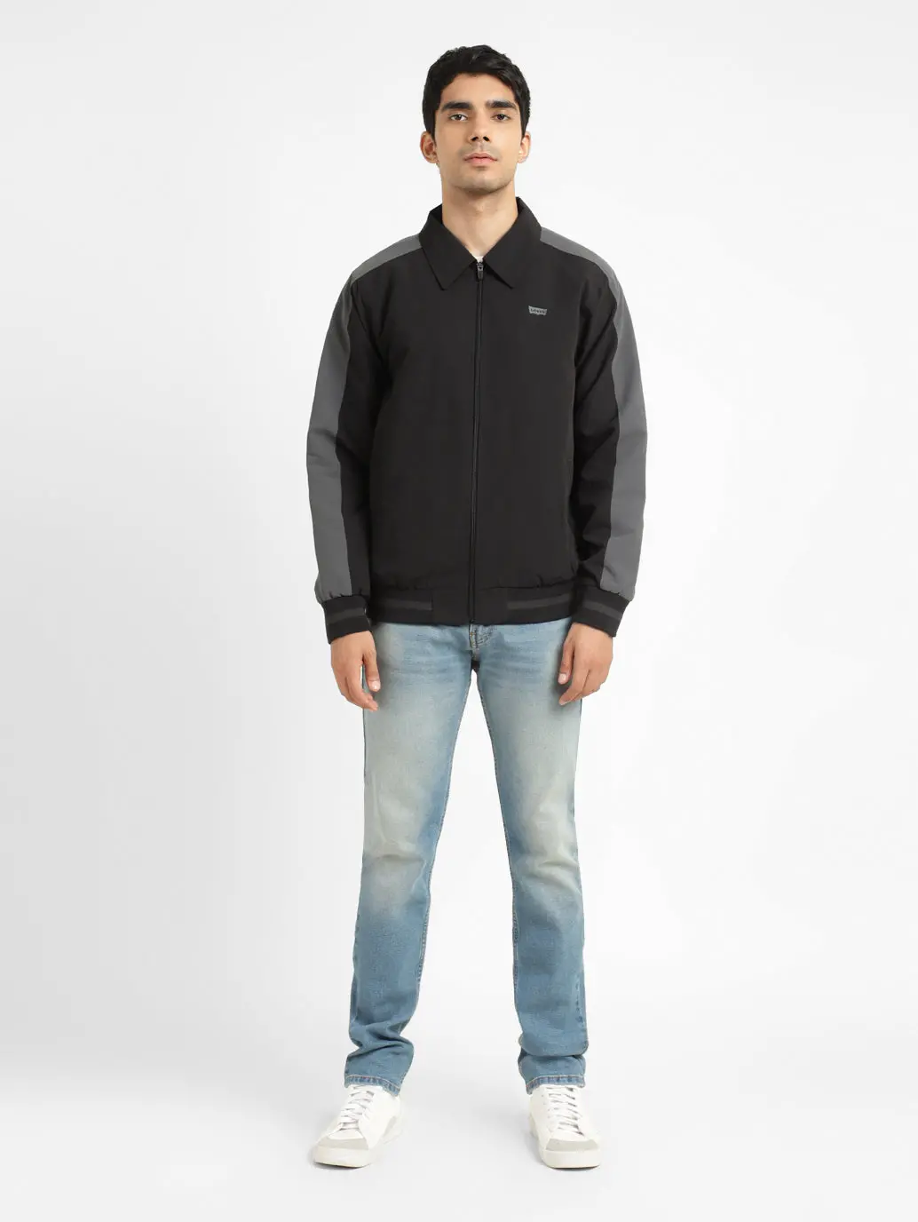 Men's Black High Neck Bomber Jacket 1