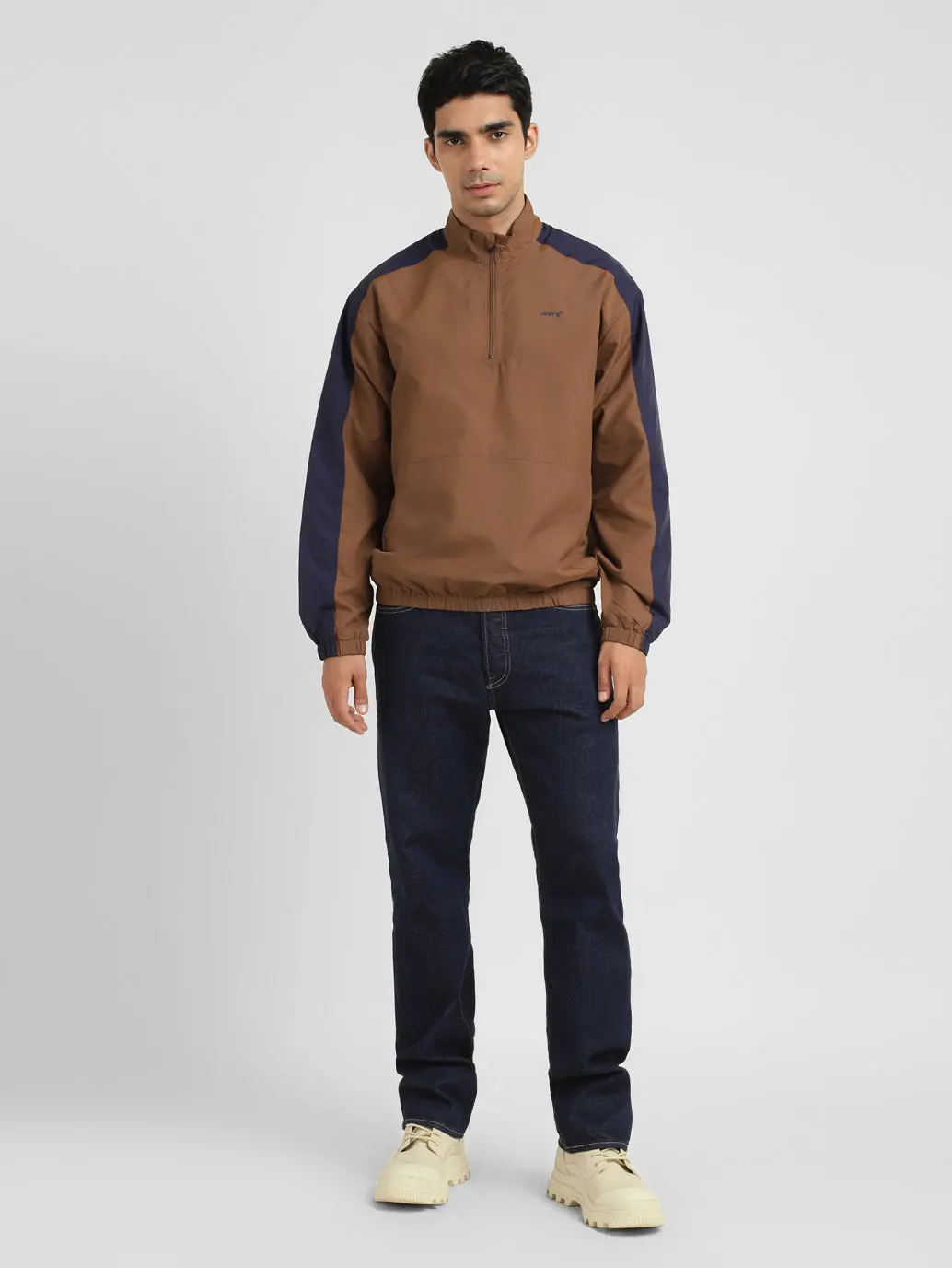 Men's Brown High Neck Tailored Jacket 1