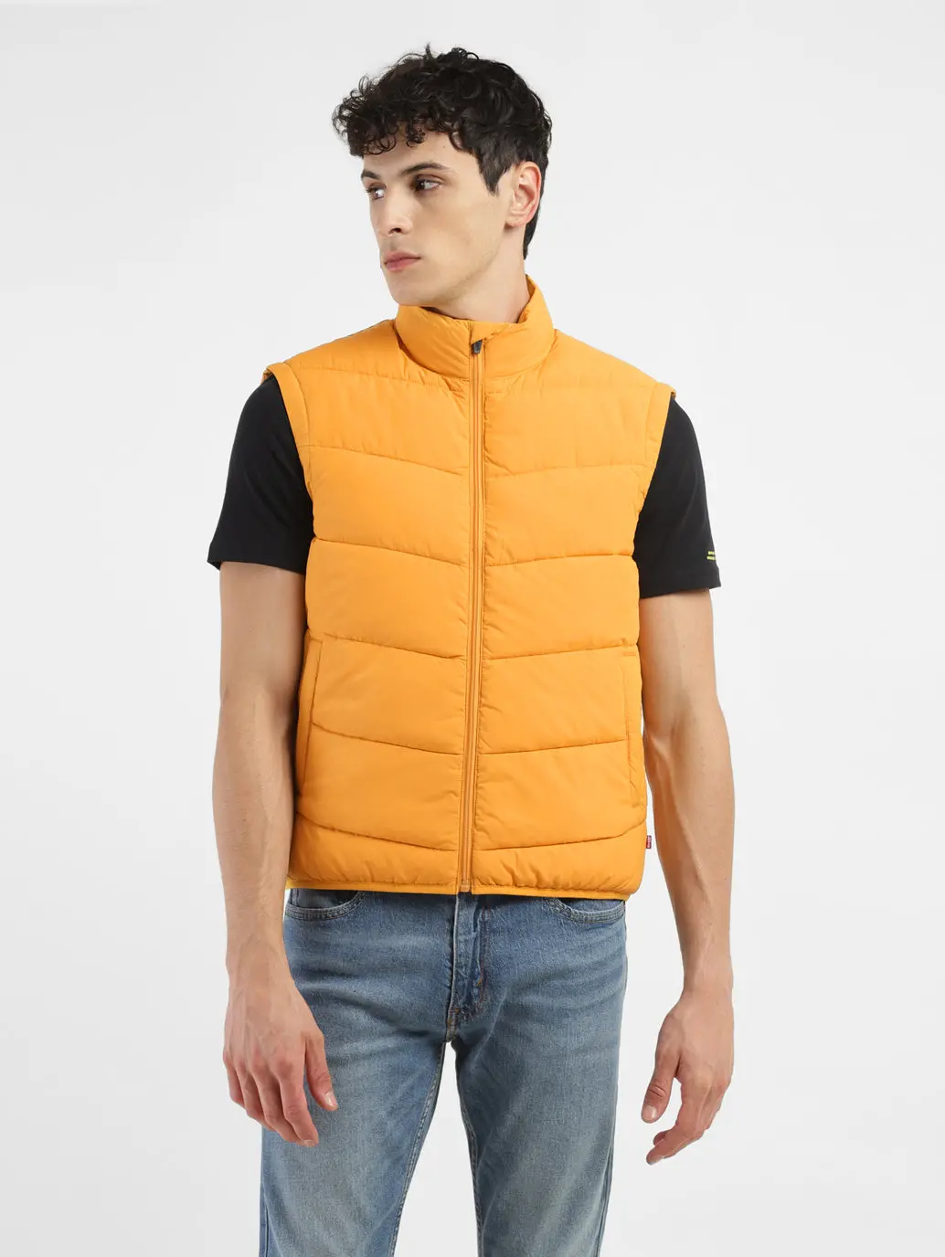 Men's Orange High Neck Puffer Jackets 2