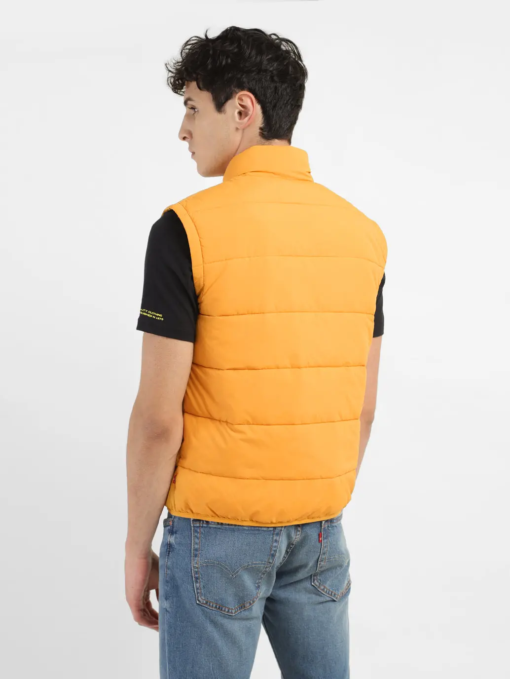 Men's Orange High Neck Puffer Jackets 3