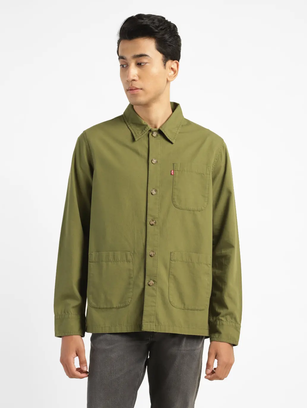 Men's Solid Full Sleeve Shacket 1