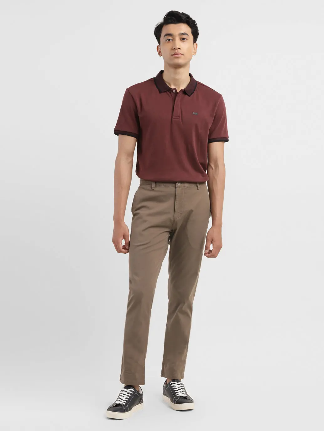 Men's Brown Slim Fit Trousers 1