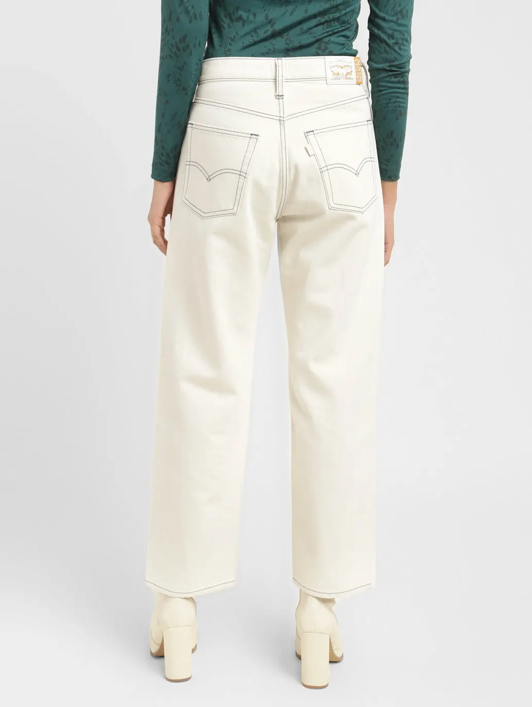 Women's 94 White Baggy Fit Mid Rise Jeans 5