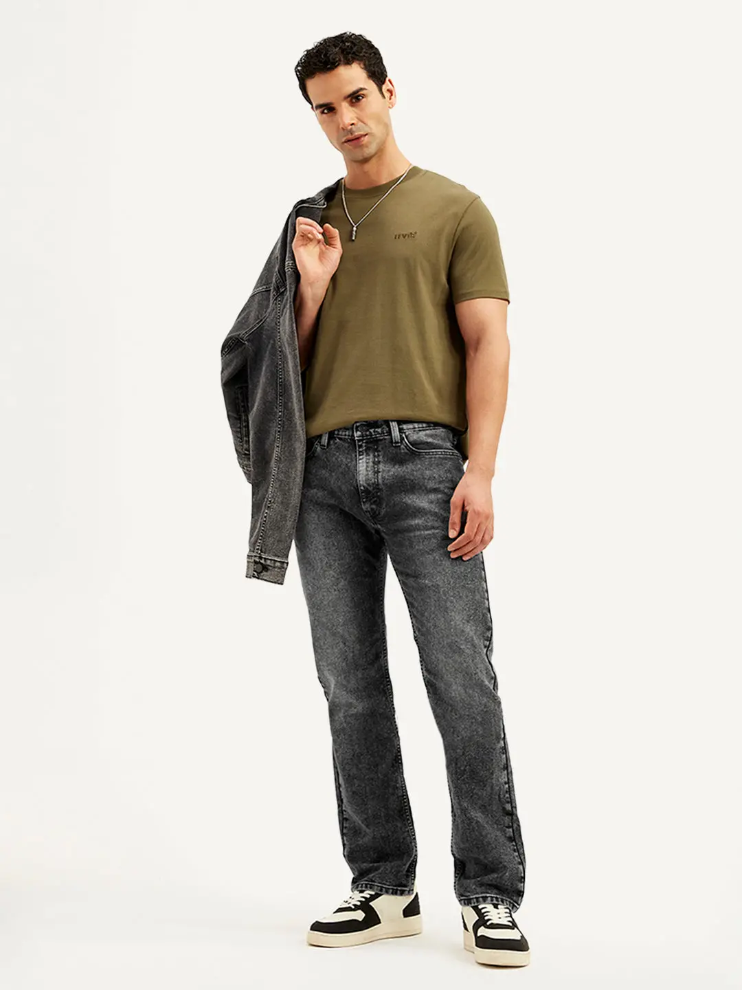 Men's 513 Charcoal Grey Slim Straight Fit Mid Rise Jeans 1