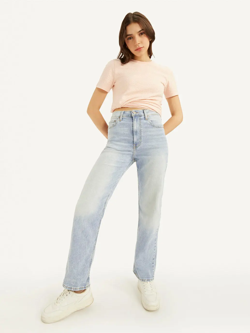 Women's Blue Ribcage Straight Fit High Rise Jeans 1
