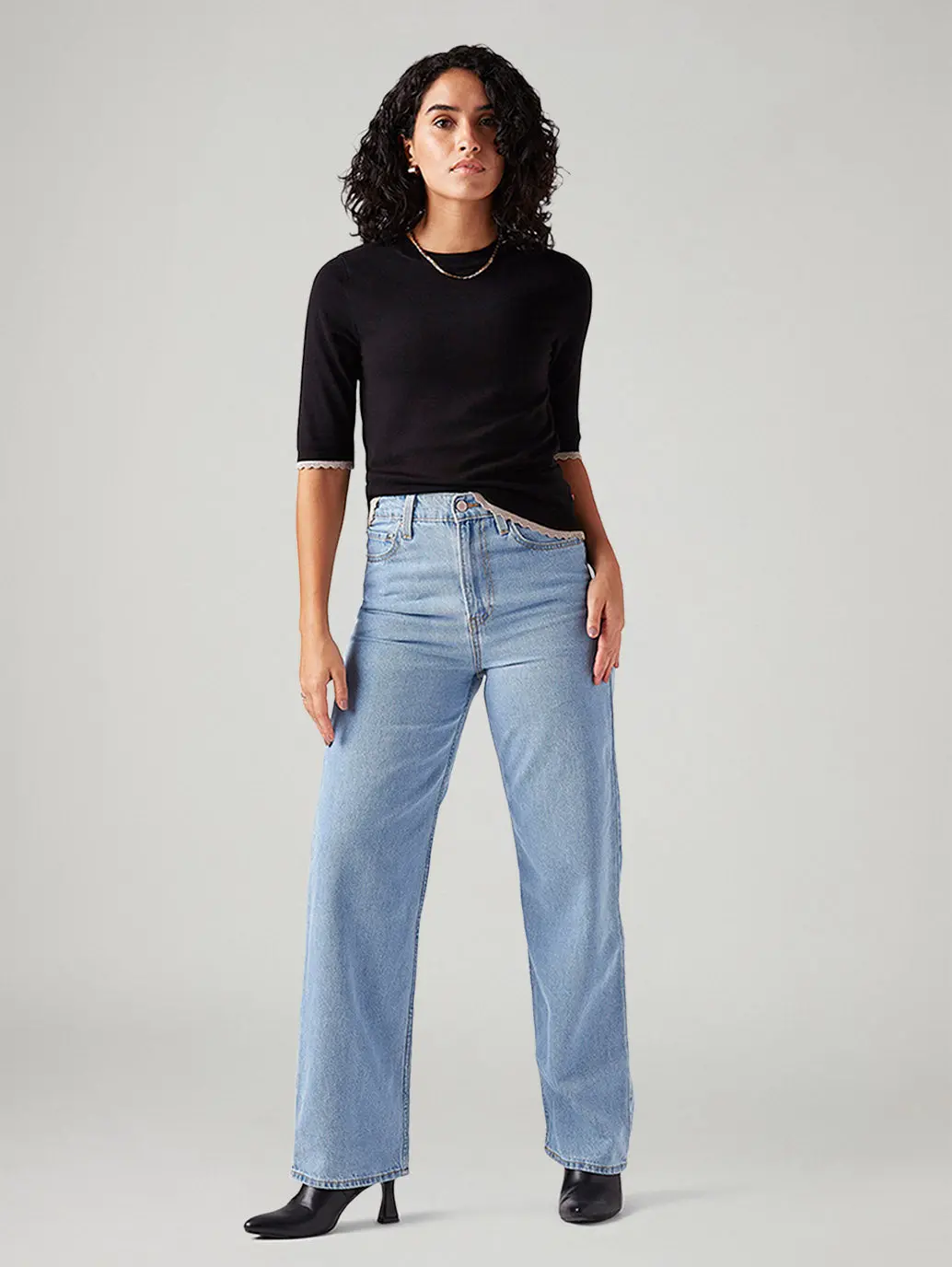 Women's Light Blue Ribcage Straight Fit High Rise Jeans 1