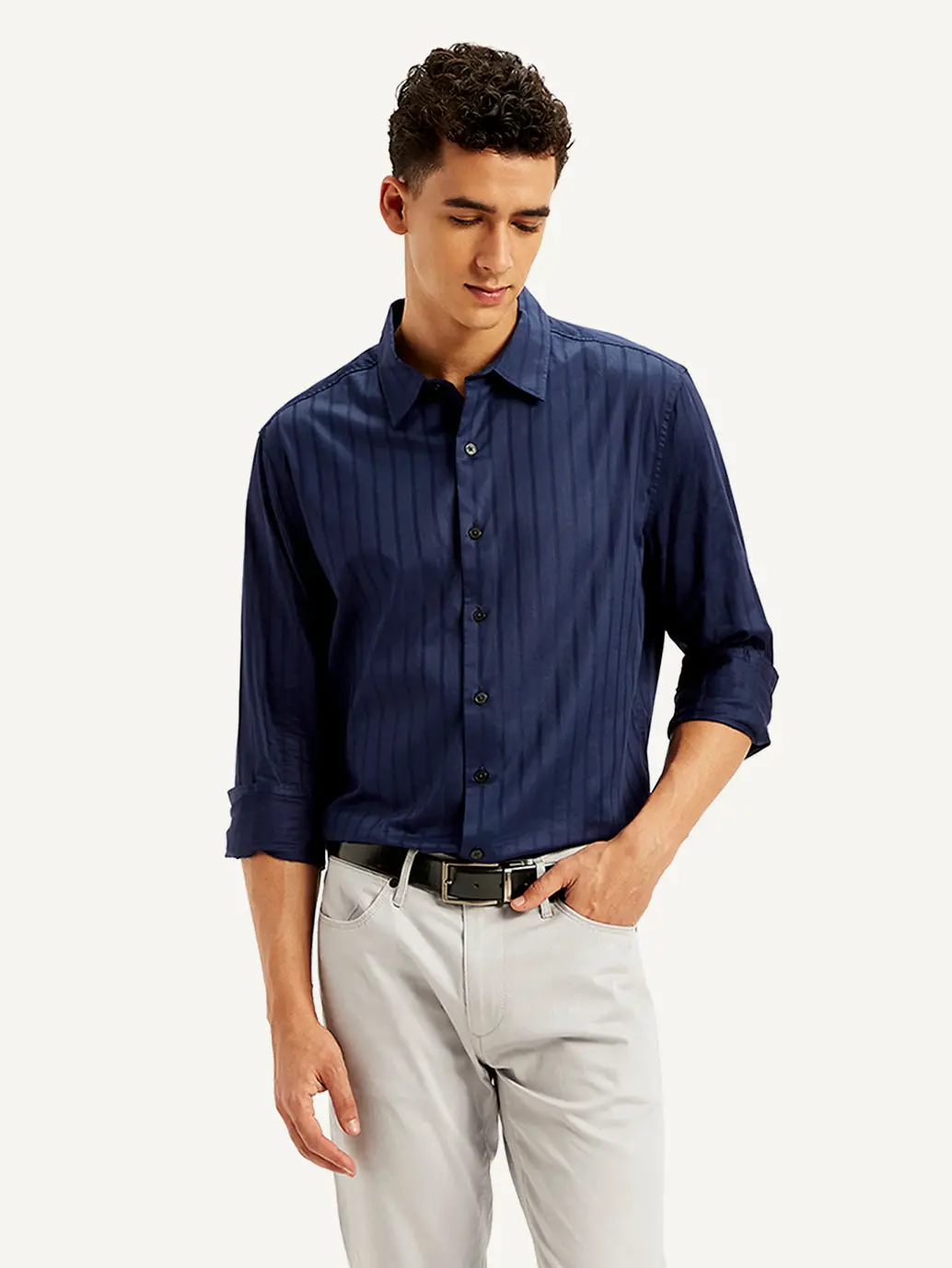 Men's Redloop Self Design Slim Fit Shirt 1