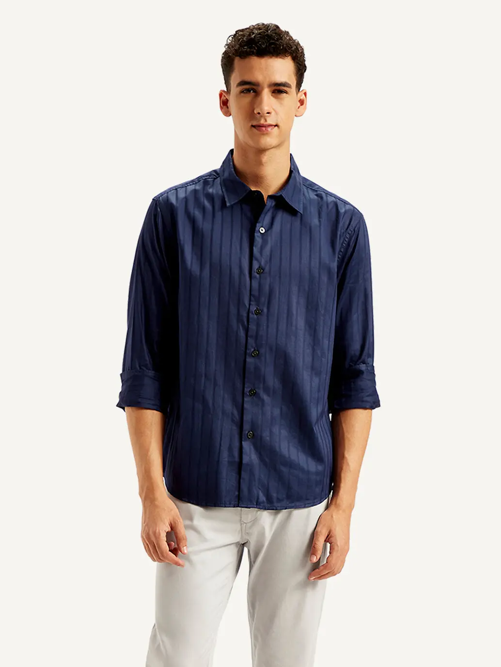 Men's Redloop Self Design Slim Fit Shirt 2