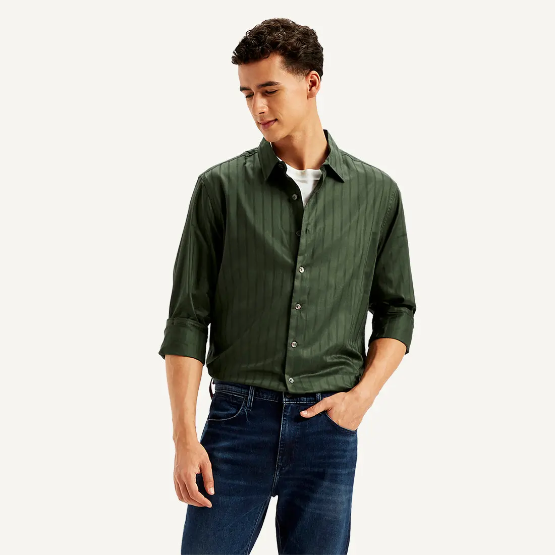 Men's Redloop Self Design Slim Fit Shirt 1