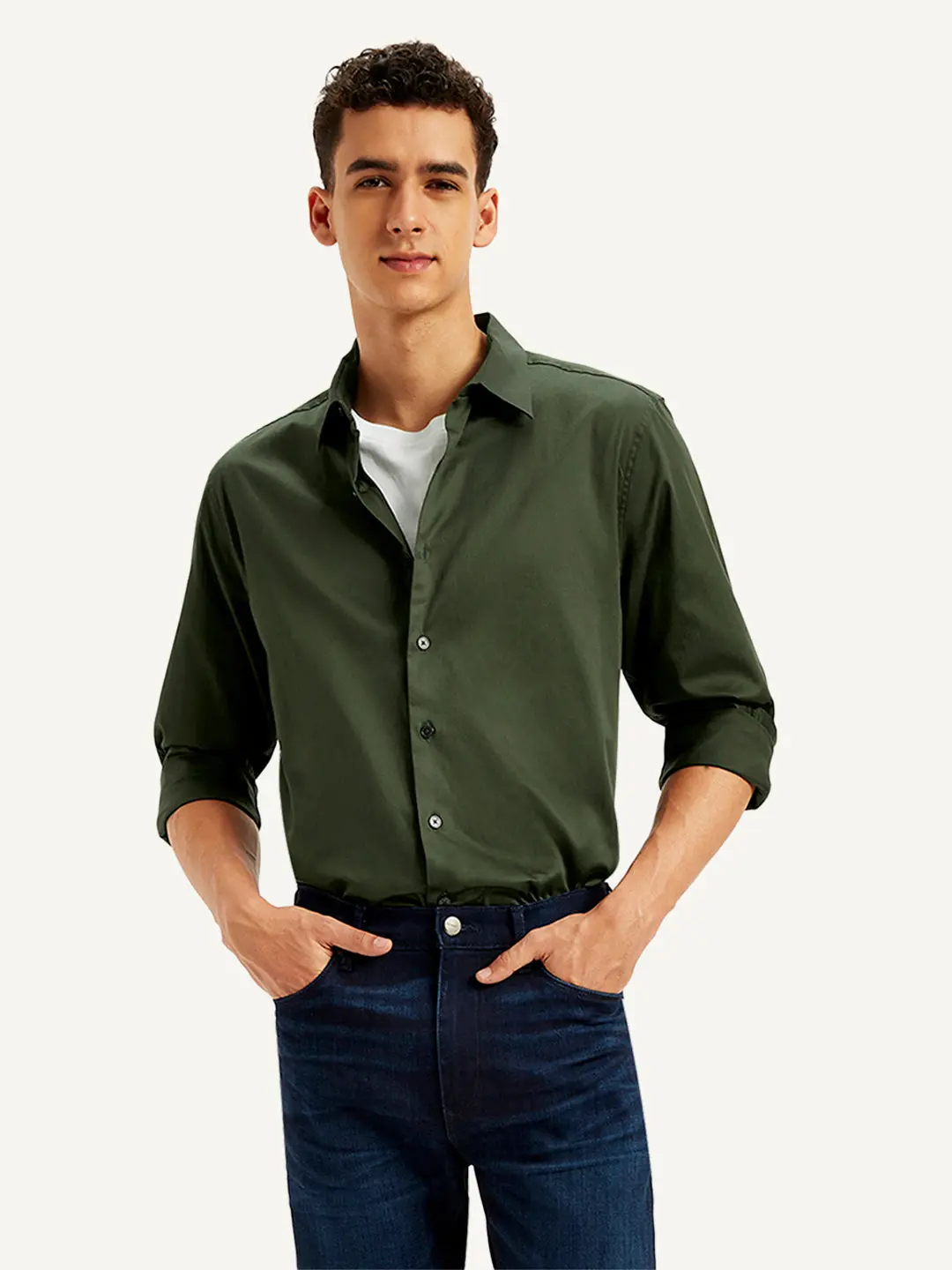 Men's Redloop Solid Slim Fit Shirt 1