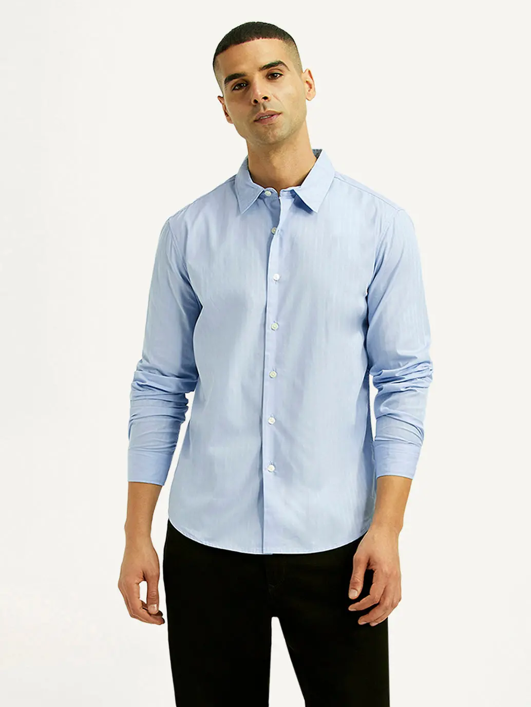 Men's Redloop Striped Light Blue Slim Fit Shirt 1