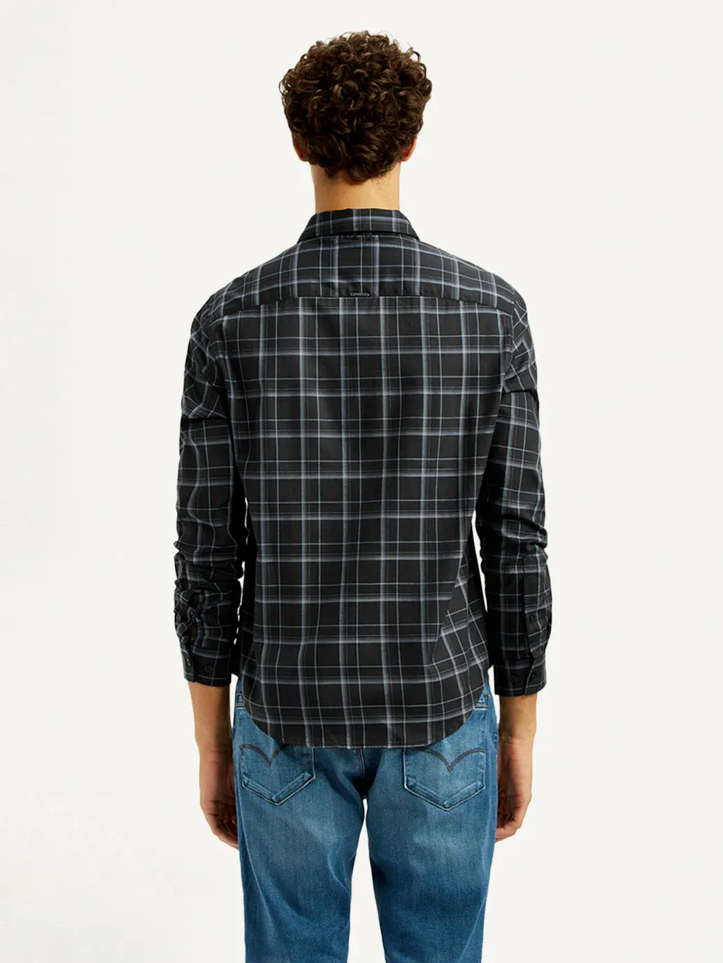 Men's Redloop Checkered Charcoal Grey Slim Fit Shirt 3