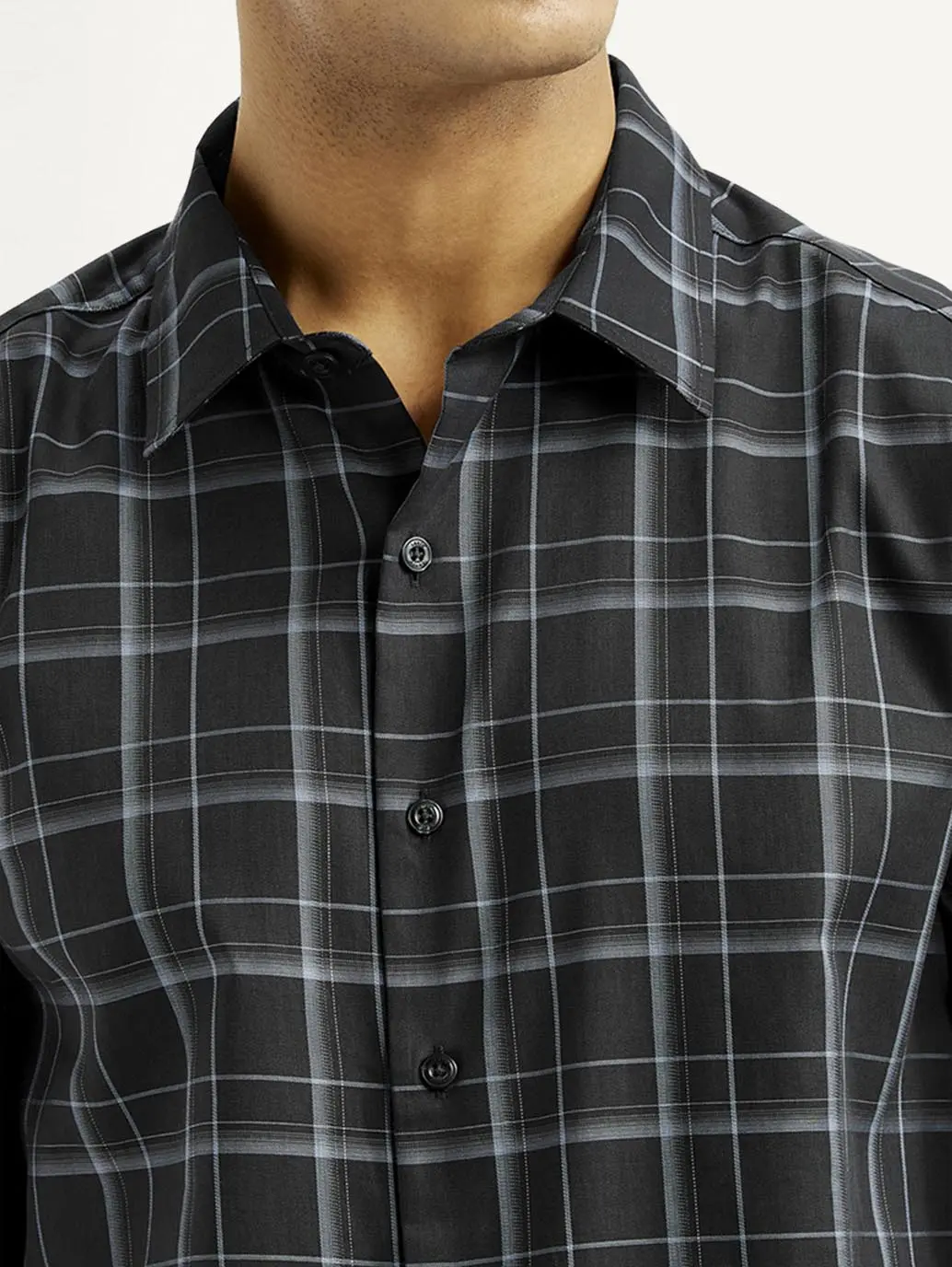 Men's Redloop Checkered Charcoal Grey Slim Fit Shirt 4