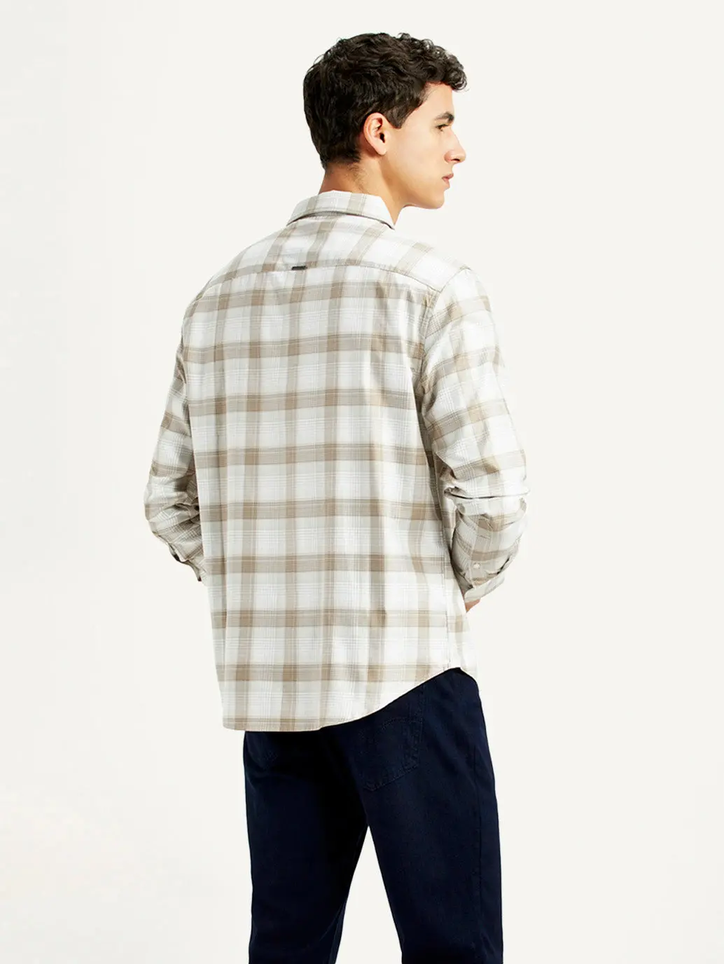 Men's Redloop Checkered Beige Slim Fit Shirt 3
