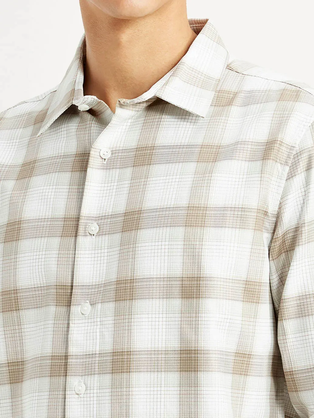 Men's Redloop Checkered Beige Slim Fit Shirt 4