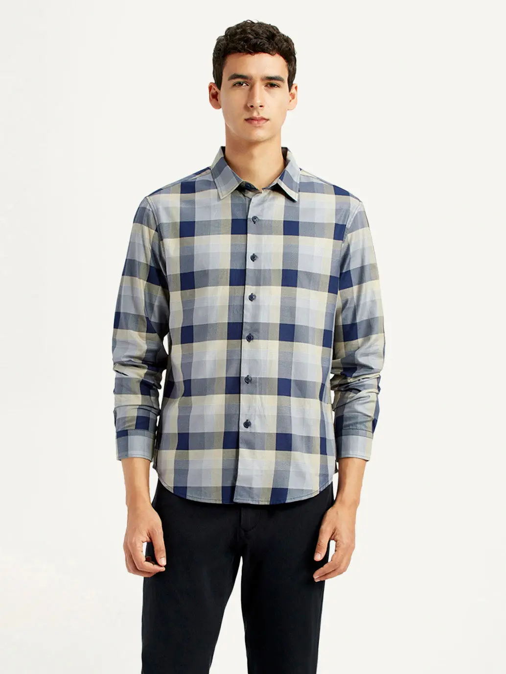 Men's Checkered Grey Slim Fit Shirt 5
