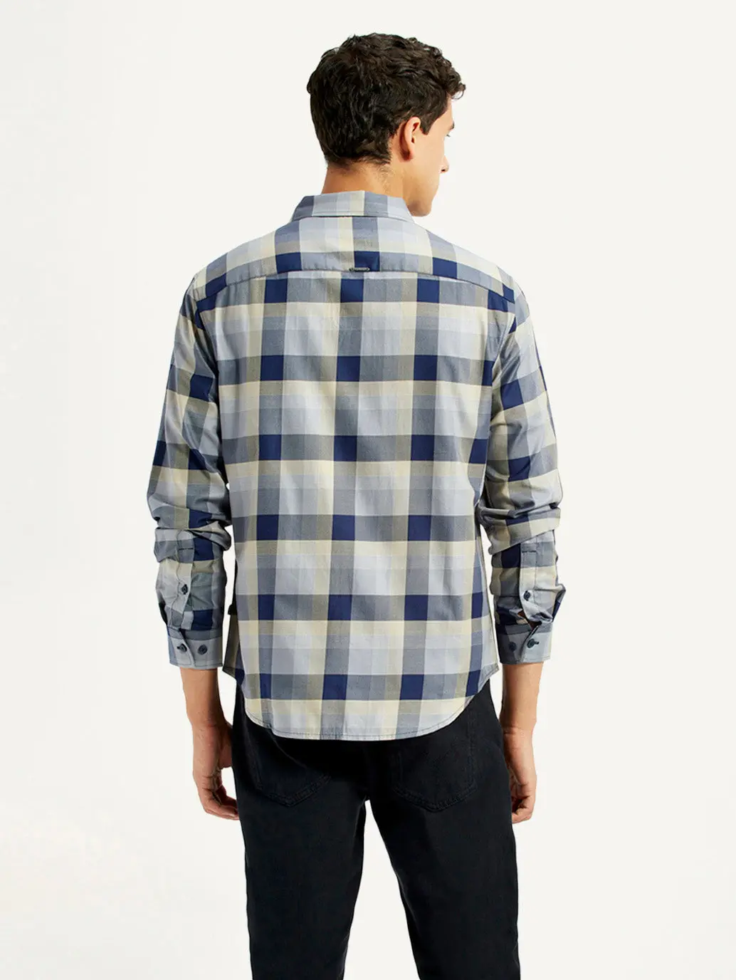Men's Checkered Grey Slim Fit Shirt 2