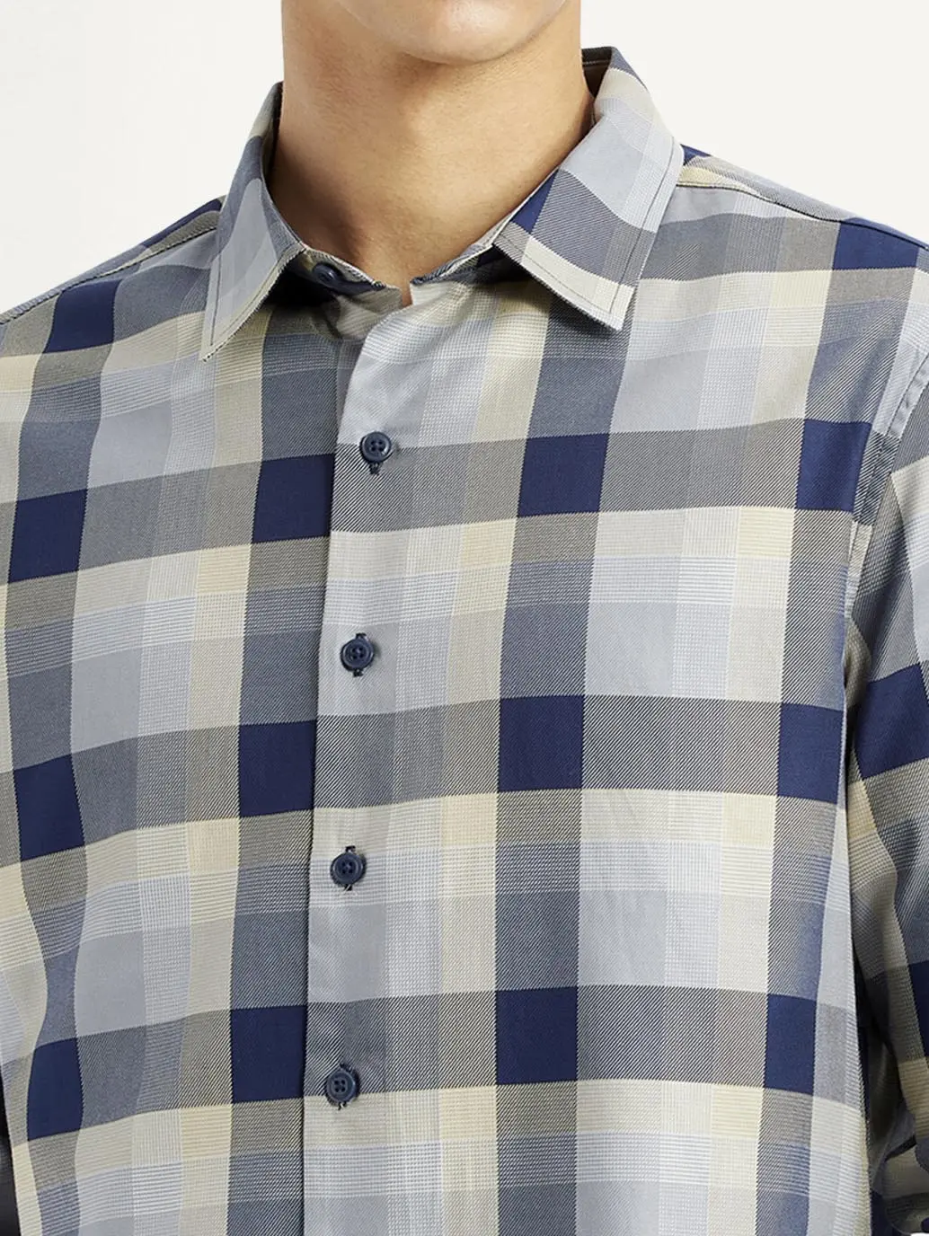 Men's Checkered Grey Slim Fit Shirt 3