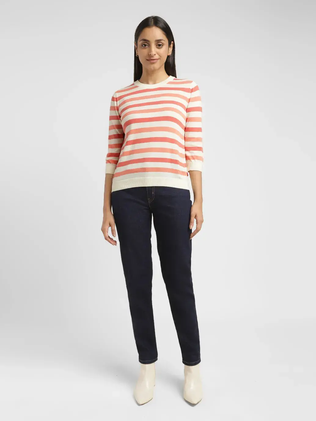 Women's Striped Crew Neck Pullover 1