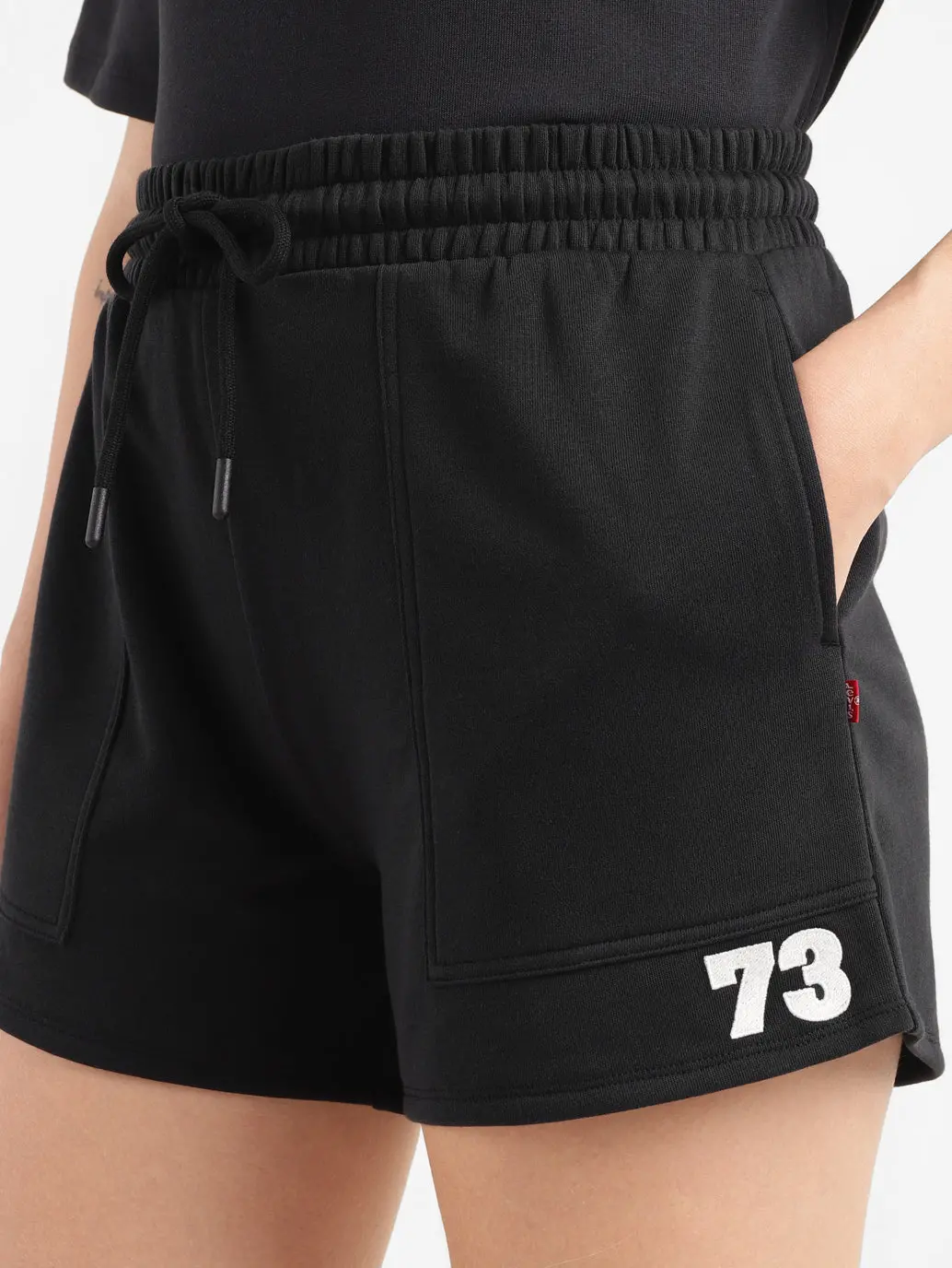 Women's High Rise Black Relaxed Fit Shorts 4