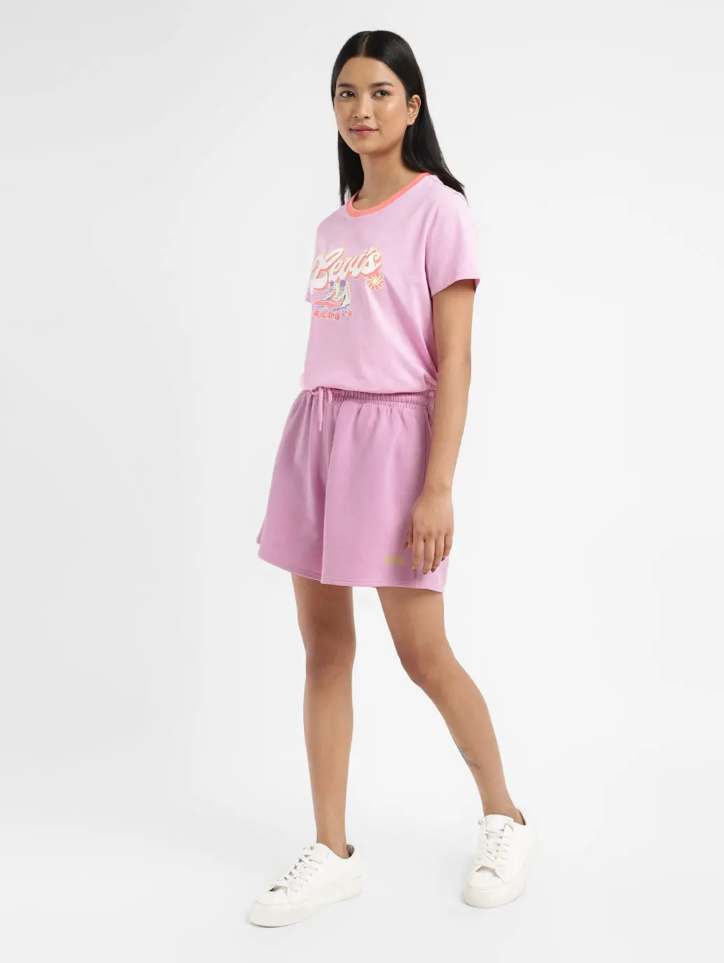 Women's Mid Rise Pink Regular Fit Shorts 1