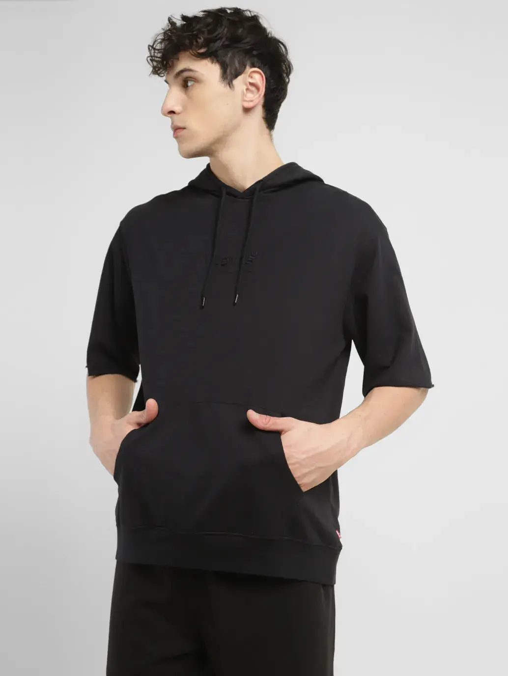 Men's Brand Logo Black Hooded Sweatshirt 1