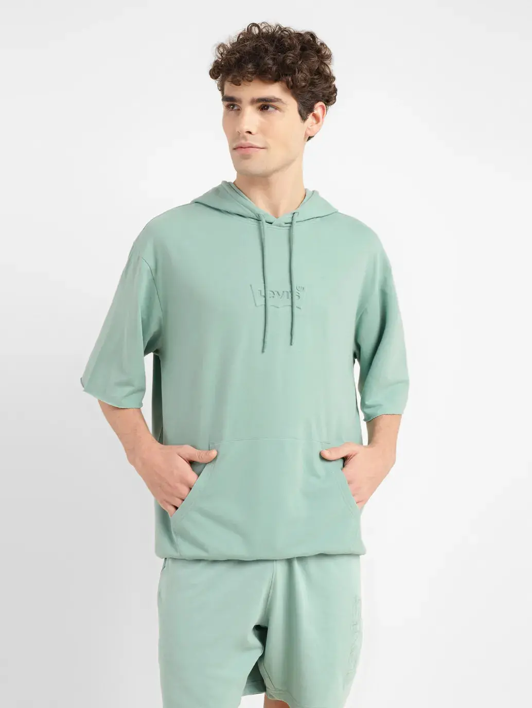 Men's Brand Logo Green Hooded Sweatshirt 1