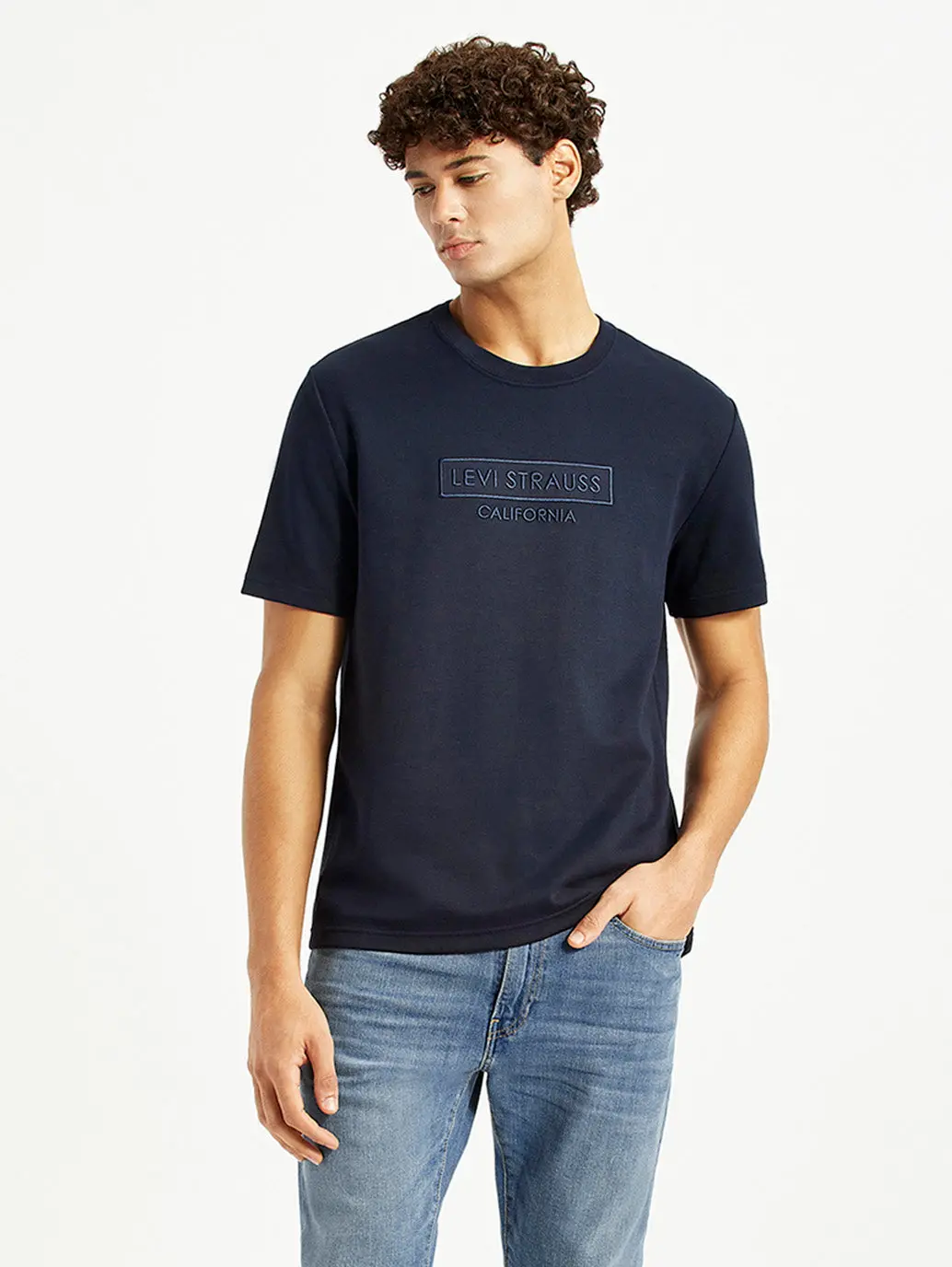 Men's Brand Logo Navy Crew Neck T-Shirt 4