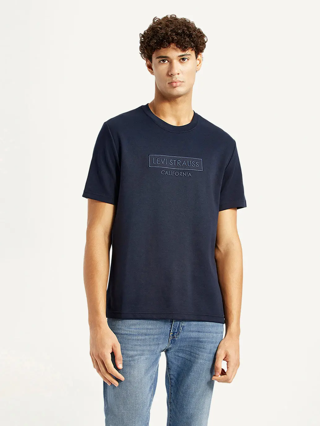 Men's Brand Logo Navy Crew Neck T-Shirt 5