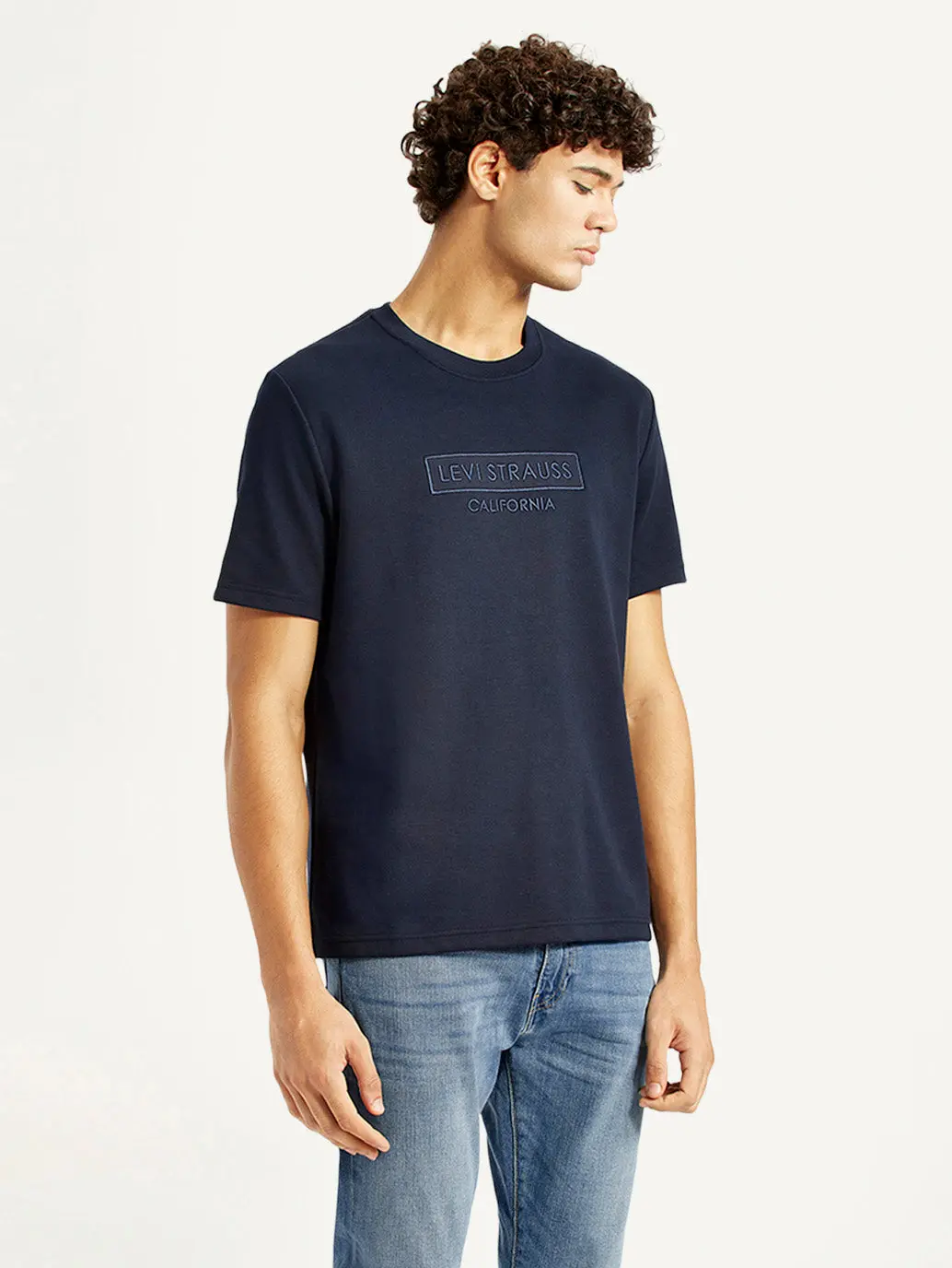 Men's Brand Logo Navy Crew Neck T-Shirt 1