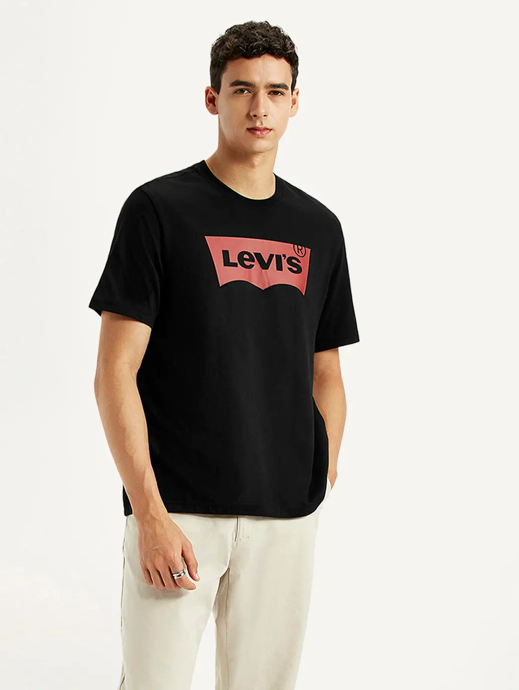 Men's Brand Logo Black Crew Neck T-Shirt 1