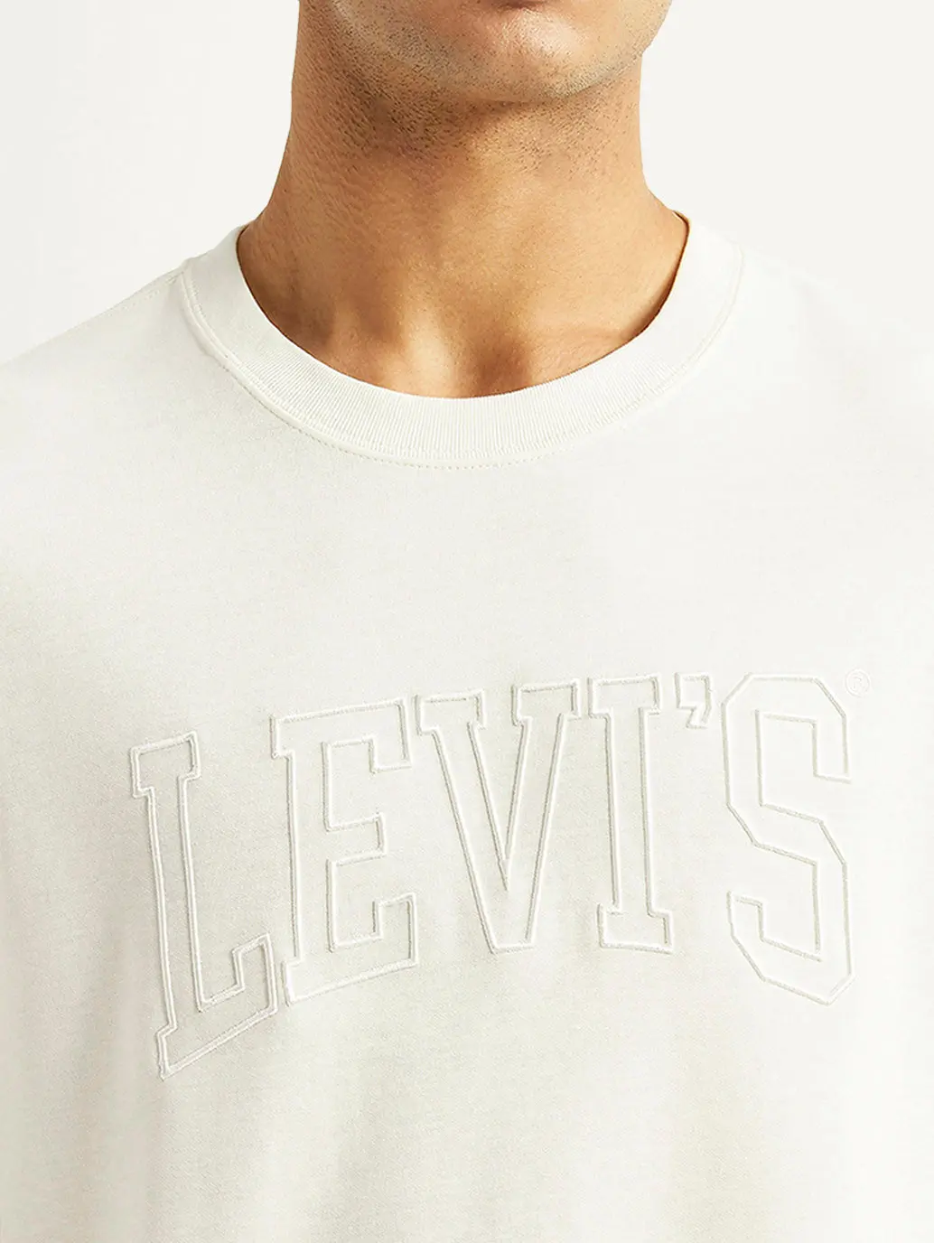 Men's Brand Logo White Crew Neck T-Shirt 4