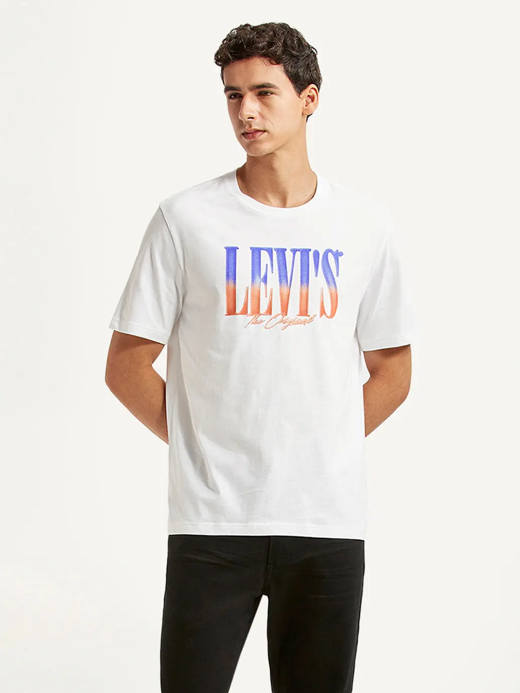 Men's Brand Logo White Crew Neck T-Shirt 1
