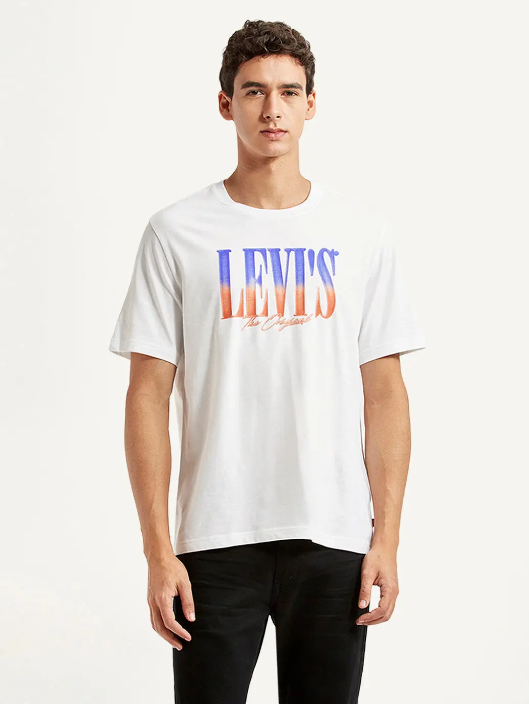 Men's Brand Logo White Crew Neck T-Shirt 2