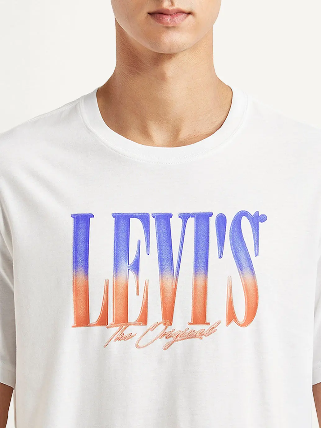 Men's Brand Logo White Crew Neck T-Shirt 5