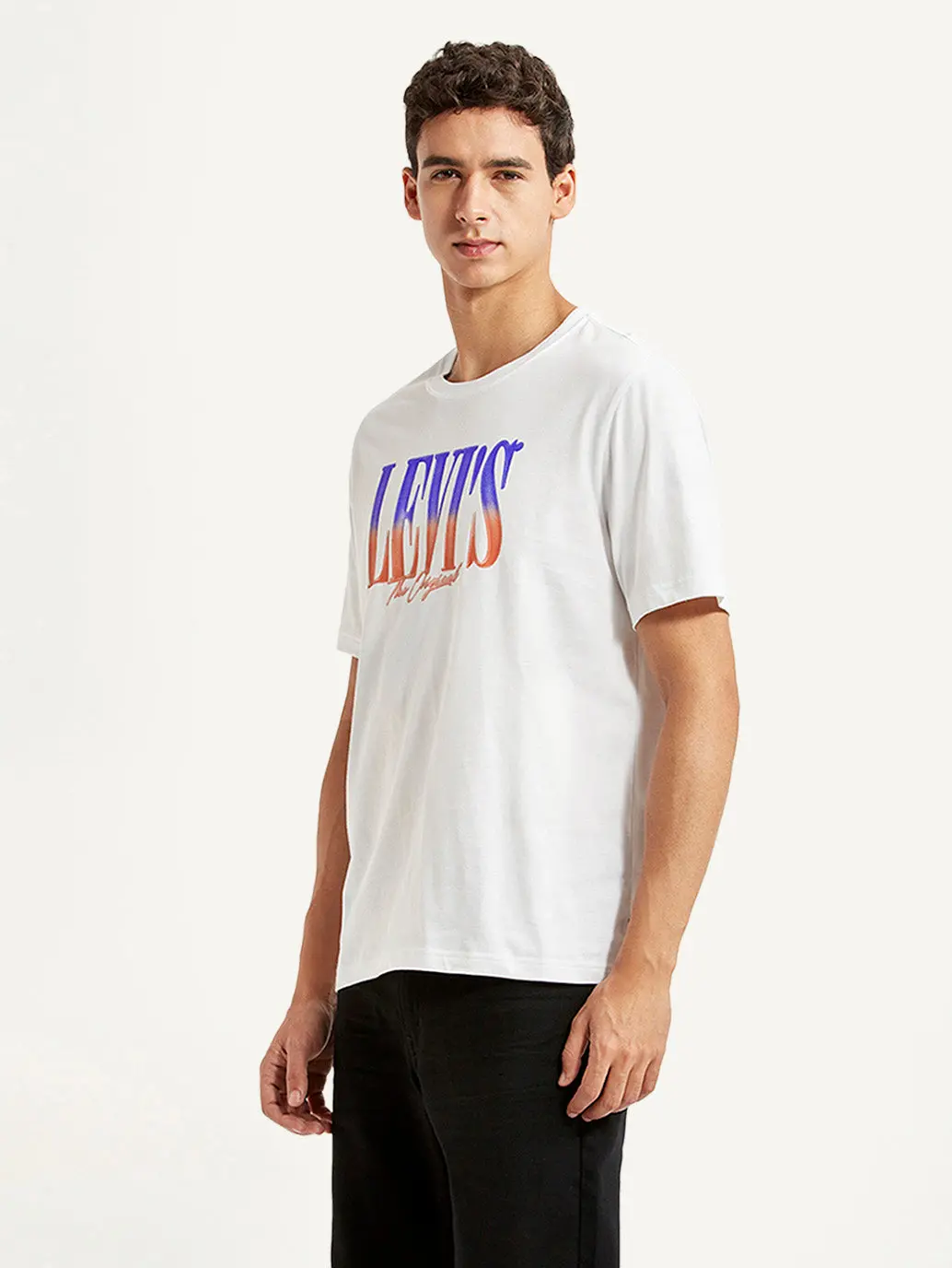 Men's Brand Logo White Crew Neck T-Shirt 4