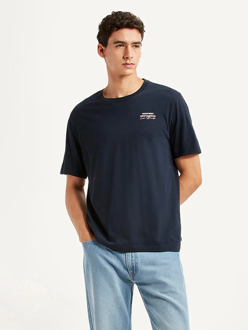 Men's Typography Navy Crew Neck T-Shirt 1