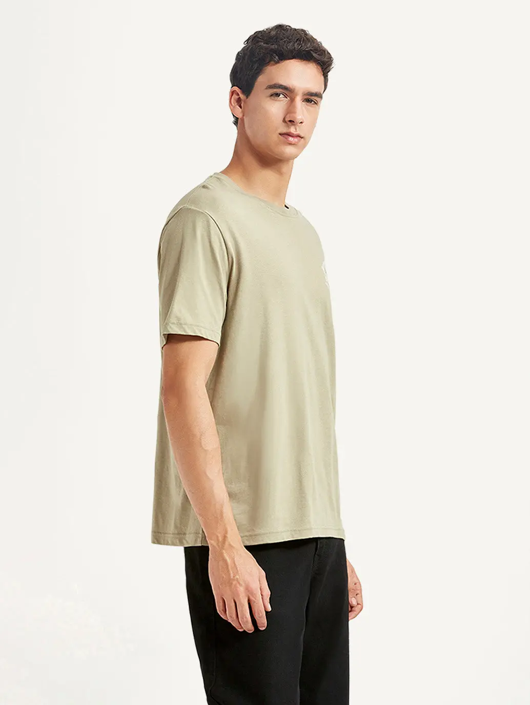 Men's Floral Beige Crew Neck T-Shirt 5