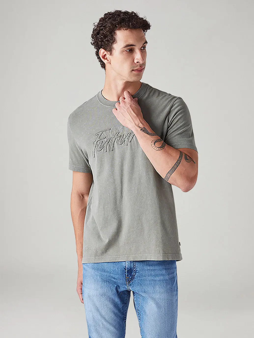 Men's Patchwork Regular Fit Overdyed T-Shirt 1