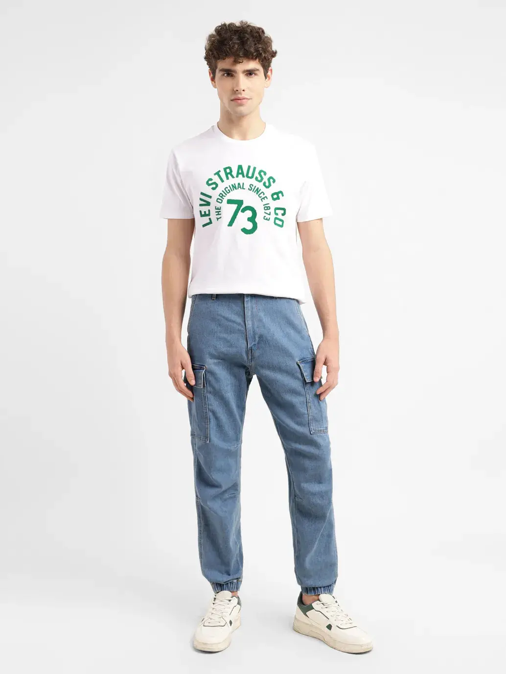 Men's Regular Fit Mid Indigo Joggers 1